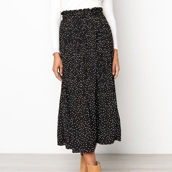 vintage casual swing polka dot party women skirt midi puffy pleated elastic soft office pockets polyester skirts, Black
vintage casual swing polka dot party women skirt midi puffy pleated elastic soft office pockets polyester skirts, Black