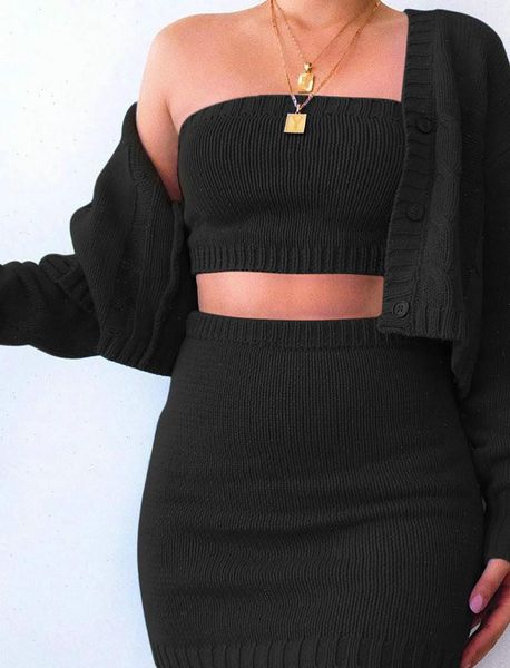 fashion knitted sweaters sets womens tracksuits strapless bra crop mini skirts long sleeve cardigan coats 3pcs casual solid ladies, Gray
fashion knitted sweaters sets womens tracksuits strapless bra crop mini skirts long sleeve cardigan coats 3pcs casual solid ladies, Gray