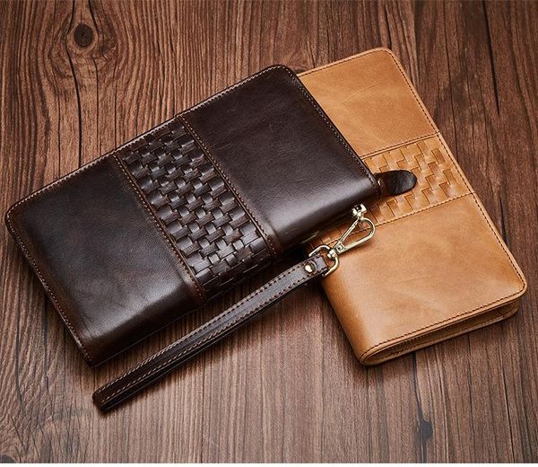 wallets genuine leather men's weave wallet fashion leisure long large capacity hand bag coin women clutch purse, Red;black
wallets genuine leather men's weave wallet fashion leisure long large capacity hand bag coin women clutch purse, Red;black