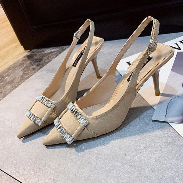 dress shoes slingback crystal square buckle pointed toe women ankle shallow pumps closed stiletto high heels, Black
dress shoes slingback crystal square buckle pointed toe women ankle shallow pumps closed stiletto high heels, Black