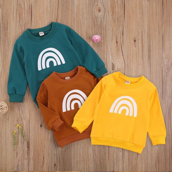 1 6y toddler baby boy girls sweatshirt rainbow striped print long sleeve hoodies casual clothing autumn outwear, Black