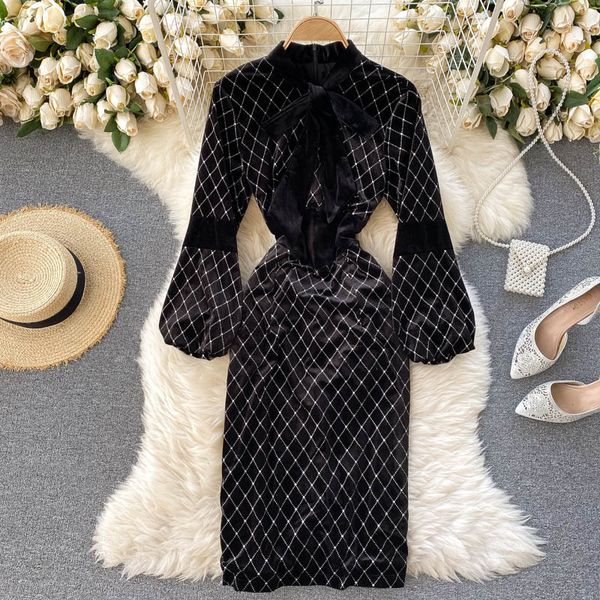two piece dress foamlina vintage women autumn winter velvet party new elegant bowtie collar lantern sleeve grid black plus size z8, White
two piece dress foamlina vintage women autumn winter velvet party new elegant bowtie collar lantern sleeve grid black plus size z8, White