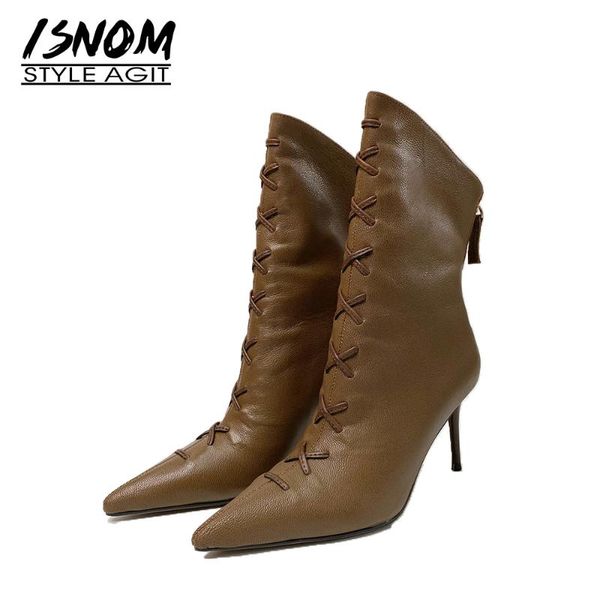 boots isnom ladies sheepskin ankle stiletto high heel zipper cross tied shoes woman pointed toe autumn winter 2021, Black
boots isnom ladies sheepskin ankle stiletto high heel zipper cross tied shoes woman pointed toe autumn winter 2021, Black