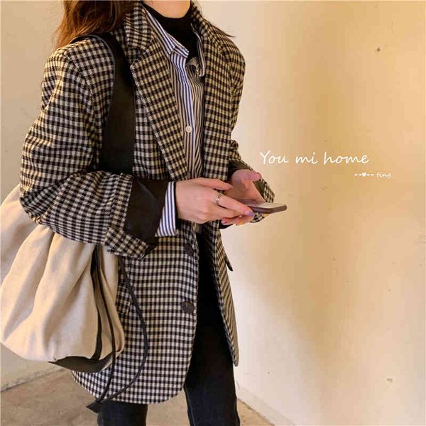 autumn winter vintage double breasted office ladies plaid blazer long sleeve suit coat jacket women female 210514, White;black
autumn winter vintage double breasted office ladies plaid blazer long sleeve suit coat jacket women female 210514, White;black