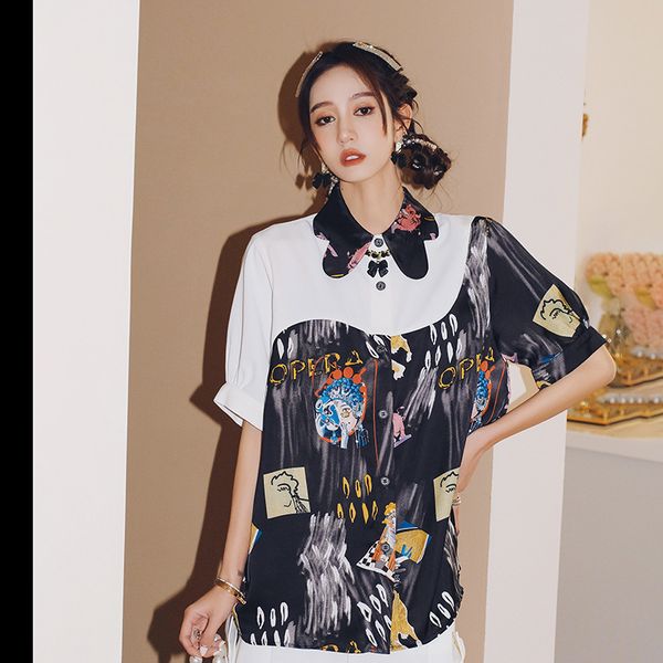 shirt women short-sleeved black korean loose print half-sleeved temperament office lady summer fashion 16f0920 210510, White
shirt women short-sleeved black korean loose print half-sleeved temperament office lady summer fashion 16f0920 210510, White