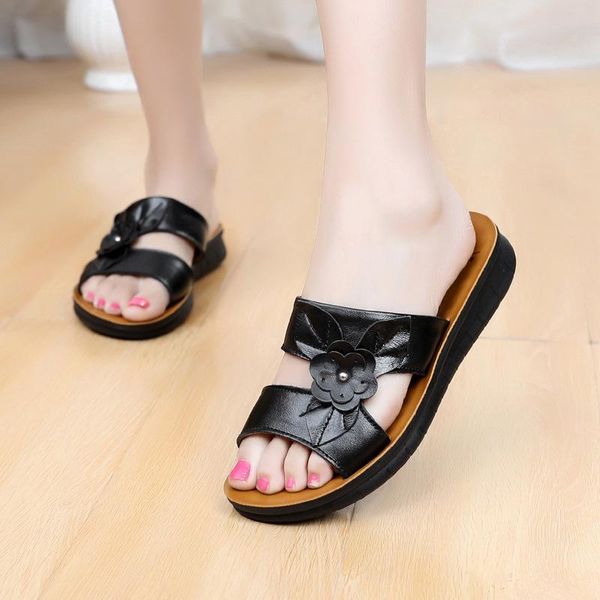 slippers cow leather flower ladies shoes woman open toe soft sole flats slides retro comfy non-slip real flipflops femme, Black
slippers cow leather flower ladies shoes woman open toe soft sole flats slides retro comfy non-slip real flipflops femme, Black