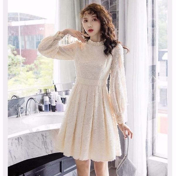 casual dresses 2021 spring autumn women korean beaded o neck lace dress elegant slim high waist knee-length women's y528, Black;gray
casual dresses 2021 spring autumn women korean beaded o neck lace dress elegant slim high waist knee-length women's y528, Black;gray