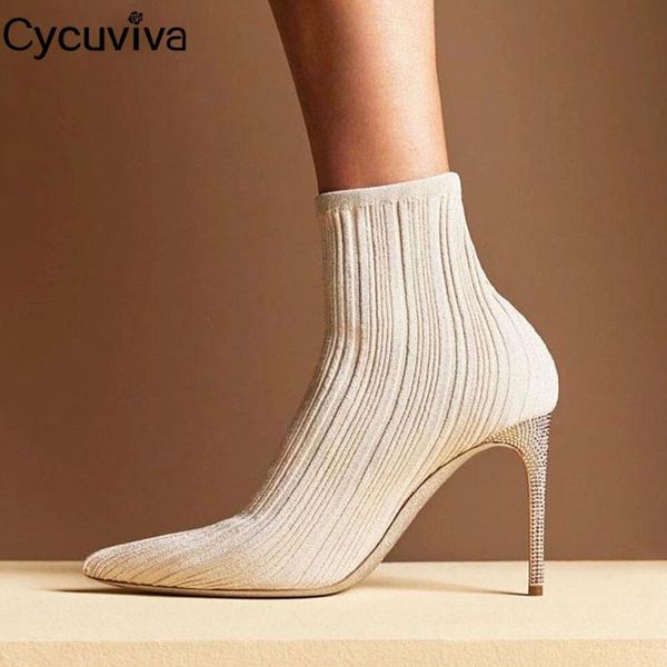 boots pointed toe woman sock knitted short crystal high heel party shoes slip on stretch ankle for women, Black
boots pointed toe woman sock knitted short crystal high heel party shoes slip on stretch ankle for women, Black