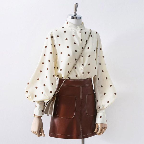women autumn lantern sleeve polka dot shirt long-sleeved chic temperament stand collar chiffon blouse korean gx1535 women's blouses & s, White
women autumn lantern sleeve polka dot shirt long-sleeved chic temperament stand collar chiffon blouse korean gx1535 women's blouses & s, White