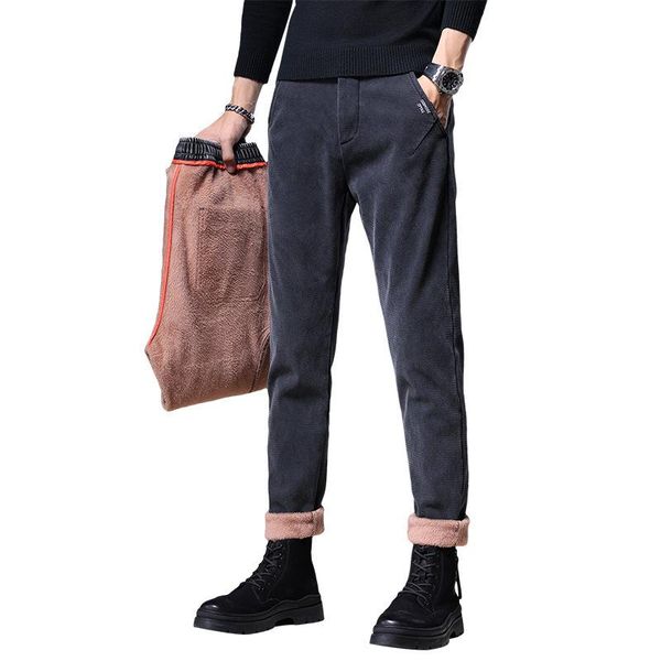 men's pants winter thick warm corduroy casual business fashion classic style fitted version fleece trousers male brand clothing, Black
men's pants winter thick warm corduroy casual business fashion classic style fitted version fleece trousers male brand clothing, Black