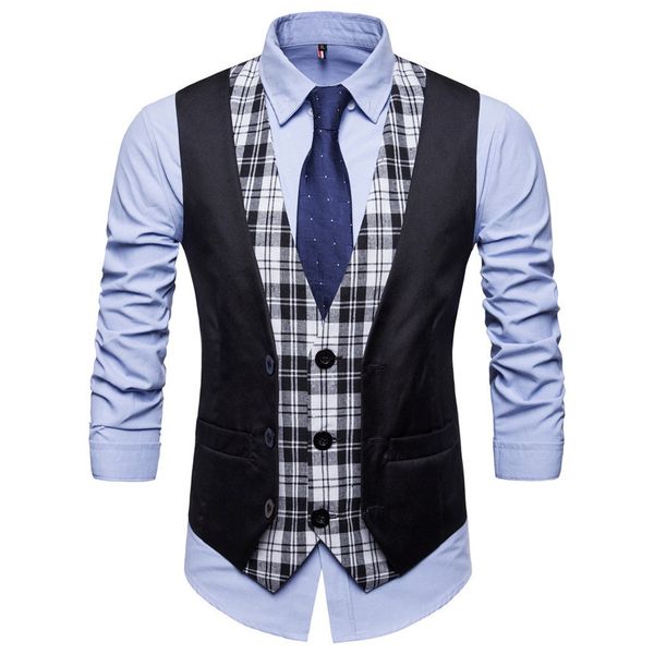 swawhat men's plaid et, v-neck single breasted vt, fashion, british casual style, Black;white
swawhat men's plaid et, v-neck single breasted vt, fashion, british casual style, Black;white