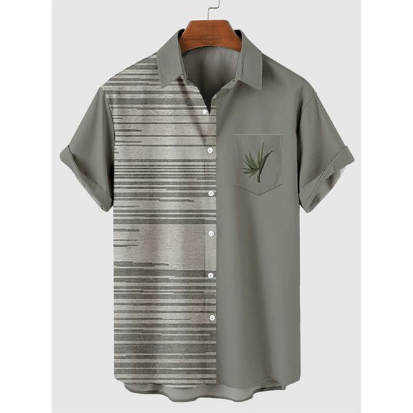 horizontal striped simple print hawaiian style men's short-sleeved shirt party beach daily casual top, White;black
horizontal striped simple print hawaiian style men's short-sleeved shirt party beach daily casual top, White;black
