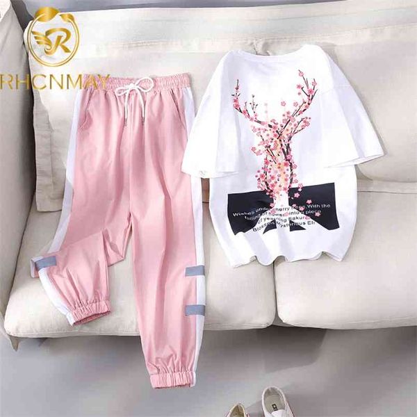 summer women's clothes suit casual sports two pieces set flower letter print t-shirts + elastic waist pants tracksuit 210506, White
summer women's clothes suit casual sports two pieces set flower letter print t-shirts + elastic waist pants tracksuit 210506, White