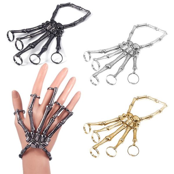 charm bracelets adjustable skull hand bone five finger ring bracelet set fashion personality chain punk halloween gift, Golden;silver
charm bracelets adjustable skull hand bone five finger ring bracelet set fashion personality chain punk halloween gift, Golden;silver