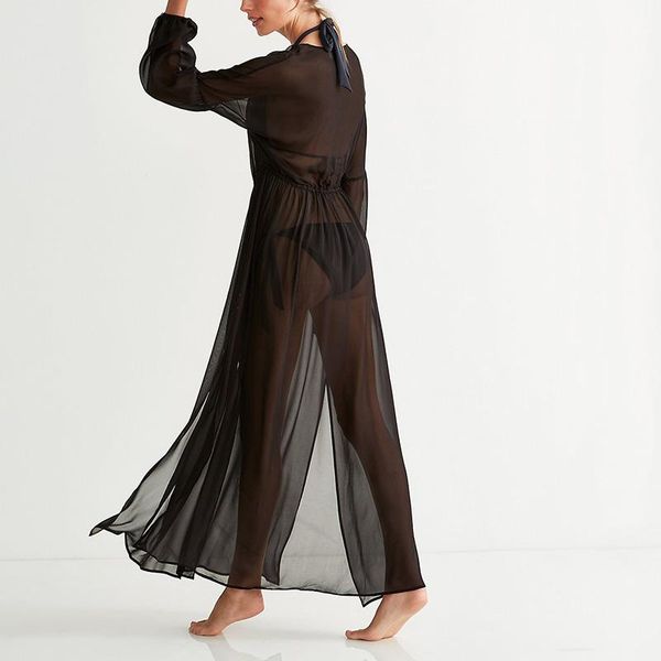 women's swimwear chiffon beach long dress robe de plage summer bikini cover up saida praia pareo women bathing suit ups tunic, White;black
women's swimwear chiffon beach long dress robe de plage summer bikini cover up saida praia pareo women bathing suit ups tunic, White;black