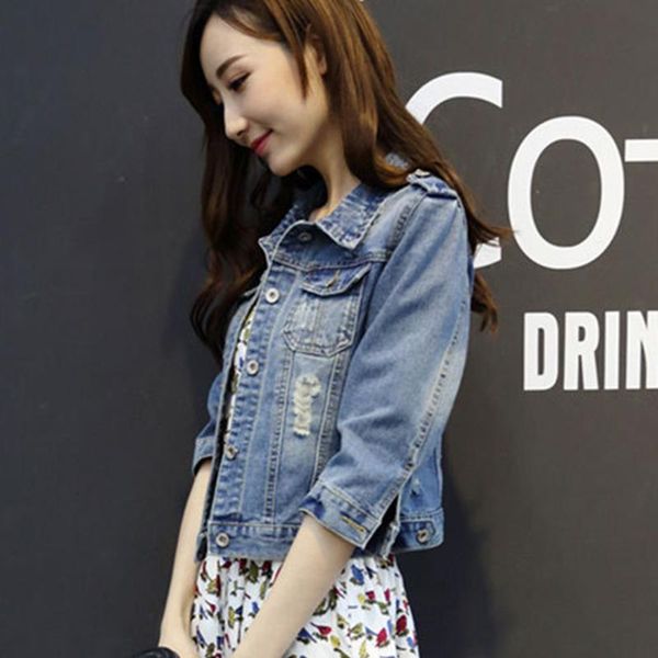 women's jackets ripped big denim jacket short slim fashion short-sleeved spring and autumn long-sleeved top, Black;brown
women's jackets ripped big denim jacket short slim fashion short-sleeved spring and autumn long-sleeved top, Black;brown