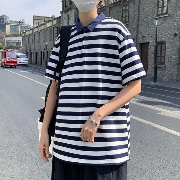 striped short sleeve shirt korean fashion cool half t-shirt summer versatile loose hong kong style casual men's polos, White;black
striped short sleeve shirt korean fashion cool half t-shirt summer versatile loose hong kong style casual men's polos, White;black