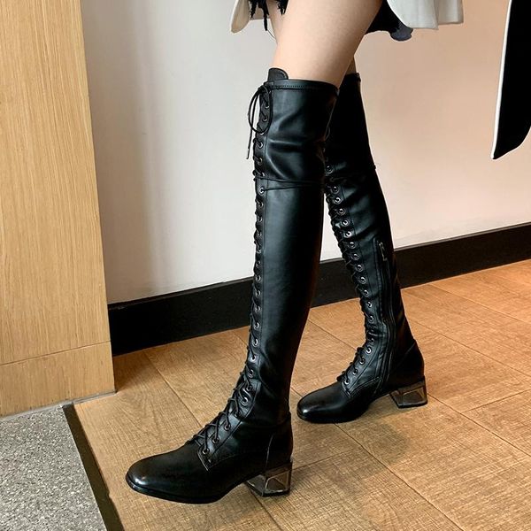 boots 2021 spring and autumn square toe lace-up crystal heel women all-match leather over the knee stretch x346, Black
boots 2021 spring and autumn square toe lace-up crystal heel women all-match leather over the knee stretch x346, Black