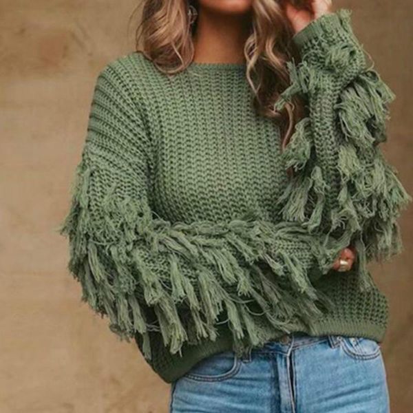 women's sweaters fashion spring fringed sleeves solid women autumn loose sweater pullover winter jumpers knit ladies, White;black
women's sweaters fashion spring fringed sleeves solid women autumn loose sweater pullover winter jumpers knit ladies, White;black