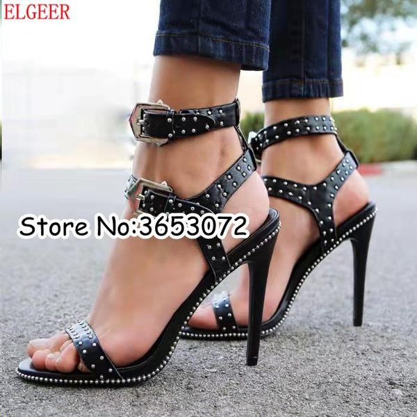 open toe gladiator zapatos de mujer embellished rivets women sandals buckle strap black leather dress high heels shoes
open toe gladiator zapatos de mujer embellished rivets women sandals buckle strap black leather dress high heels shoes