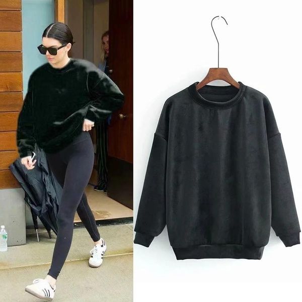 sweatshirts 2021 autumn winter women long sleeve o neck pullovers oversize woollen liner warm loose clothing women's hoodies &, Black
sweatshirts 2021 autumn winter women long sleeve o neck pullovers oversize woollen liner warm loose clothing women's hoodies &, Black