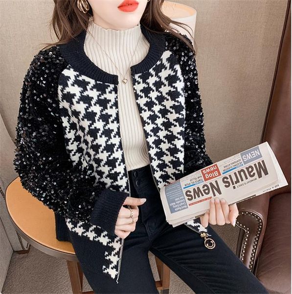 women's jackets cbafu baseball uniform patchwork houndstooth coat women sequines zipper basic jacket all match autumn winter n751, Black;brown
women's jackets cbafu baseball uniform patchwork houndstooth coat women sequines zipper basic jacket all match autumn winter n751, Black;brown