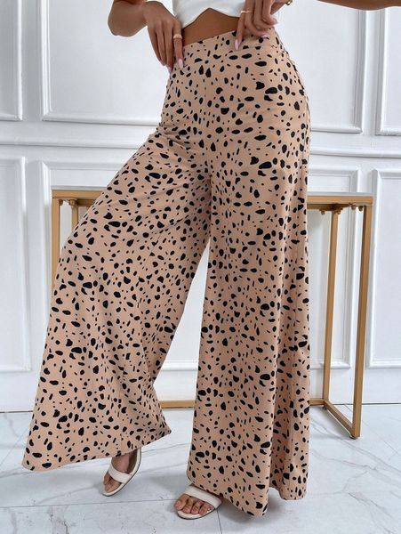 allover print wide leg pants d3xc#, Black;white 
allover print wide leg pants d3xc#, Black;white