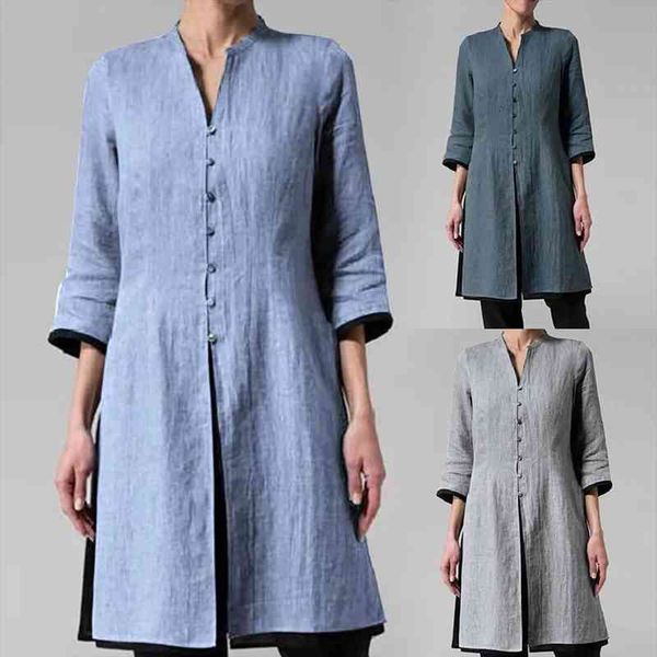 long fashion women shirt women vintage 3 4 sleeve single-breasted irregular hem tunic long shirt summer 4xl, White
long fashion women shirt women vintage 3 4 sleeve single-breasted irregular hem tunic long shirt summer 4xl, White