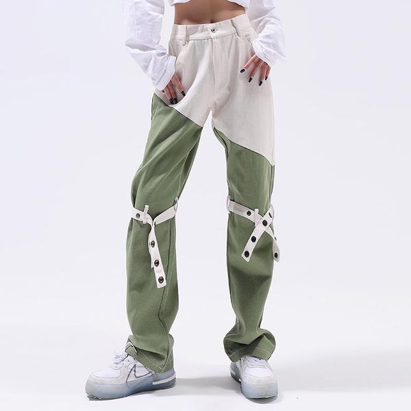 men's jeans color block knee lace up straight casual trousers for men and women high street pockets oversized loose cargo pants, Blue
men's jeans color block knee lace up straight casual trousers for men and women high street pockets oversized loose cargo pants, Blue