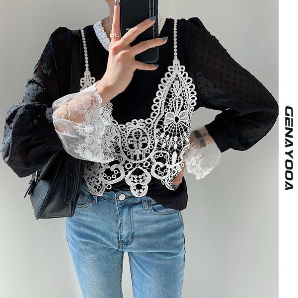 women's blouses & shirts genayooa streetwear womens and blouse women elegant autumn spring korean patchwork chiffon blusas, White
women's blouses & shirts genayooa streetwear womens and blouse women elegant autumn spring korean patchwork chiffon blusas, White