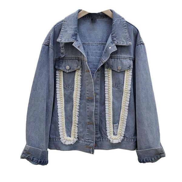 women's jackets autumn denim coat women collar patched white lace edges beading loose fall mujer blue jean jacket drop, Black;brown
women's jackets autumn denim coat women collar patched white lace edges beading loose fall mujer blue jean jacket drop, Black;brown