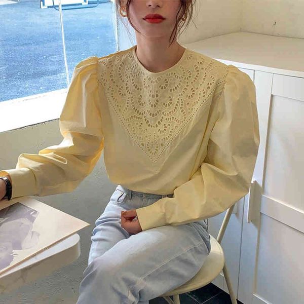 matakawa spring lace o-neck women blouses crochet welt design blusas korean chic loose puff sleeve shirt women 210513, White
matakawa spring lace o-neck women blouses crochet welt design blusas korean chic loose puff sleeve shirt women 210513, White