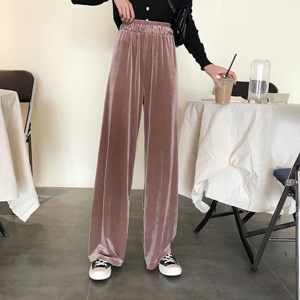 women's pants & capris gold velvet wide leg womens high waist loose trousers street attire youth fashion casual elastic sweatpants, Black;white
women's pants & capris gold velvet wide leg womens high waist loose trousers street attire youth fashion casual elastic sweatpants, Black;white