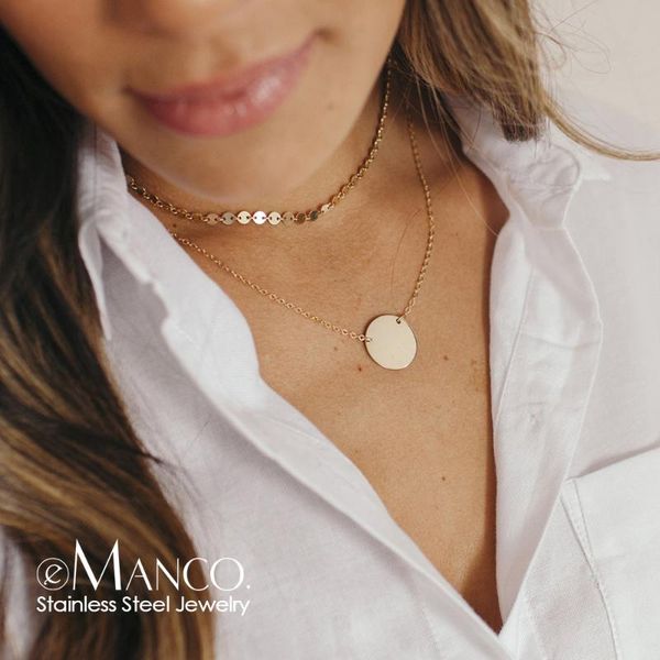 pendant necklaces 2 pcs choker necklace women not dark real 316l stainless steel for 15mm layered, Silver
pendant necklaces 2 pcs choker necklace women not dark real 316l stainless steel for 15mm layered, Silver