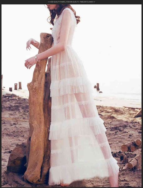 a line elegant white mesh lace layer maxi women summer o-neck sleeveless ruffles pleated long party es, White;black
a line elegant white mesh lace layer maxi women summer o-neck sleeveless ruffles pleated long party es, White;black