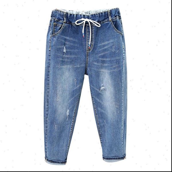 plus size 5xl denim pants women jeans spring summer casual elastic high waist vintage hole nine points harem 300, Blue
plus size 5xl denim pants women jeans spring summer casual elastic high waist vintage hole nine points harem 300, Blue