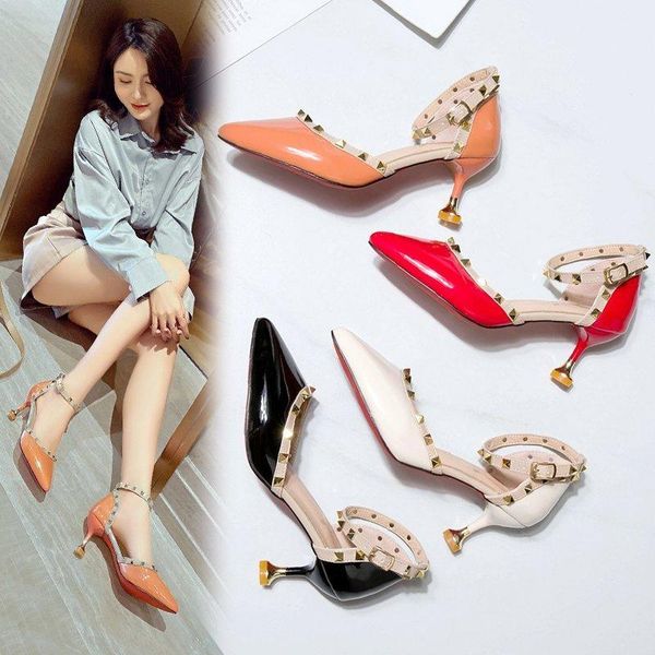 dress shoes rivet high heels fine heel pointed women ladies pumps spring summer 2021 fashion sandals office wedding party, Black
dress shoes rivet high heels fine heel pointed women ladies pumps spring summer 2021 fashion sandals office wedding party, Black