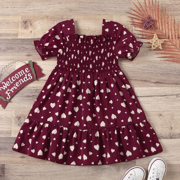 good quality fashion selling children's lantern short-sleeved square-necked heart-shaped print stitching dress girl's dresses, Red;yellow
good quality fashion selling children's lantern short-sleeved square-necked heart-shaped print stitching dress girl's dresses, Red;yellow