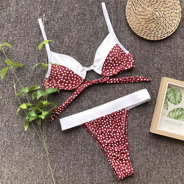 women's swimwear vintage dot print patchwork padded beach summer triangle women high waist bathing suits 2pcs biquinis 2021 bikini set, White;black
women's swimwear vintage dot print patchwork padded beach summer triangle women high waist bathing suits 2pcs biquinis 2021 bikini set, White;black