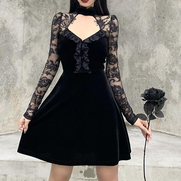 casual dresses gothic court hollow out floral lace velvet a-line dress women see through long sleeve ruffle mini street party outfit, Black;gray
casual dresses gothic court hollow out floral lace velvet a-line dress women see through long sleeve ruffle mini street party outfit, Black;gray