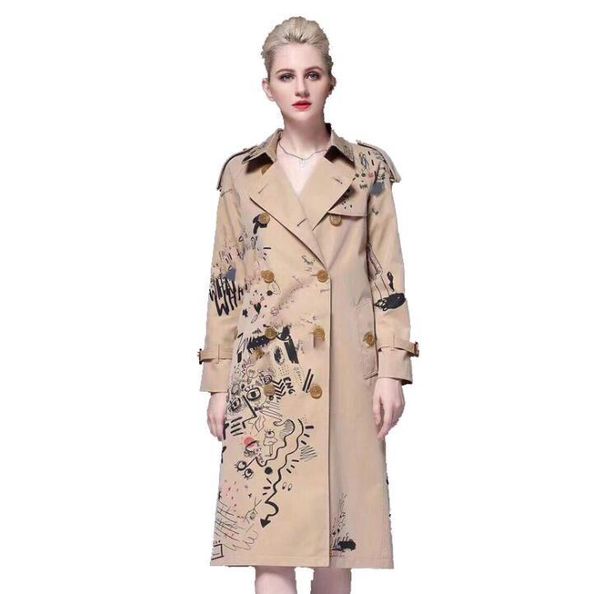 women's trench coats khaki spring ladies coat women long sleeves doodle drawing womens overcoat woman female jacket european autumn, Tan;black
women's trench coats khaki spring ladies coat women long sleeves doodle drawing womens overcoat woman female jacket european autumn, Tan;black