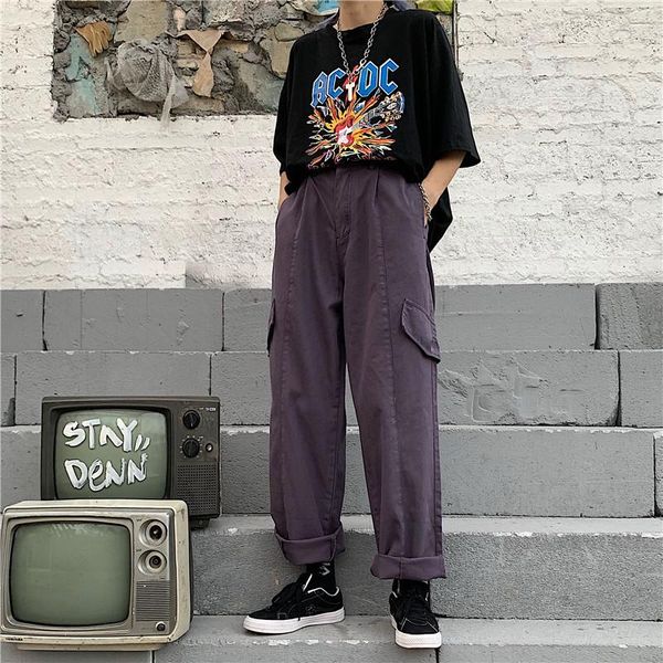 women's pants & capris sweatpants female ins pockets solid button loose casual style cargo clothing high waist harajuku, Black;white
women's pants & capris sweatpants female ins pockets solid button loose casual style cargo clothing high waist harajuku, Black;white