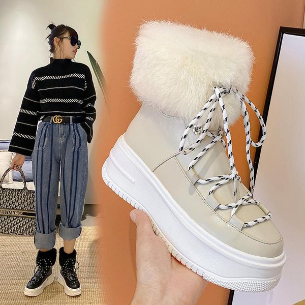boots winter shoes women genuine leather ankle lace up warm comfortable flat casual platform snow, Black
boots winter shoes women genuine leather ankle lace up warm comfortable flat casual platform snow, Black