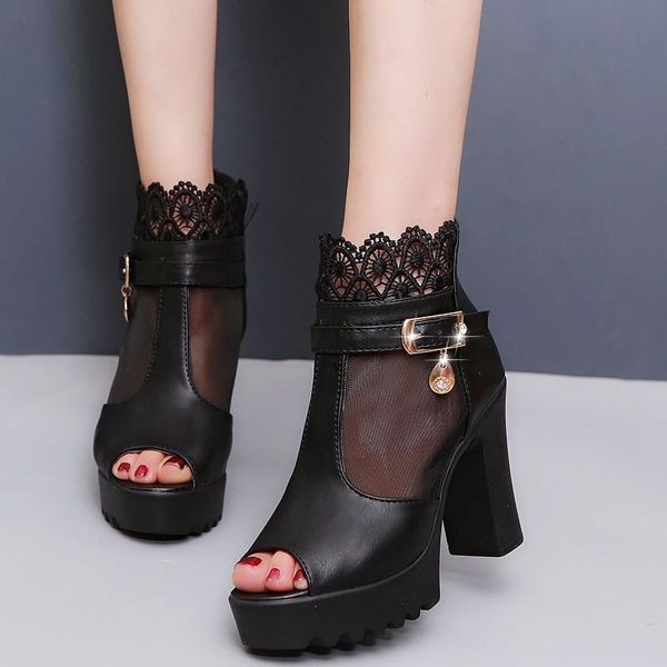 dress shoes korean version zipper fish mouth sandals summer breathable hollow female super high heel mesh women, Black
dress shoes korean version zipper fish mouth sandals summer breathable hollow female super high heel mesh women, Black