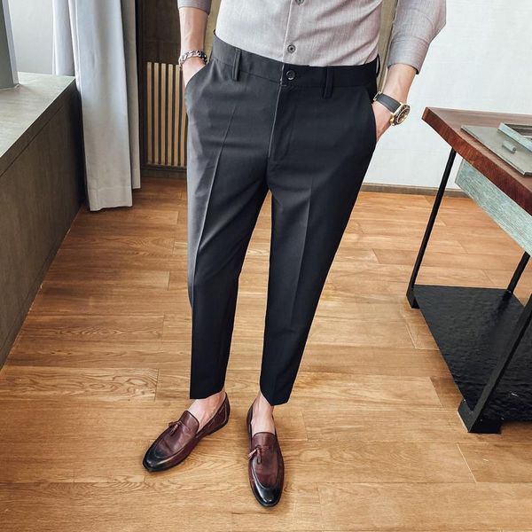 men korean suit pants 2021 spring classic stretch ankle length pant solid embroidery slim fit formal pantalon homme classique men's sui, White;black
men korean suit pants 2021 spring classic stretch ankle length pant solid embroidery slim fit formal pantalon homme classique men's sui, White;black