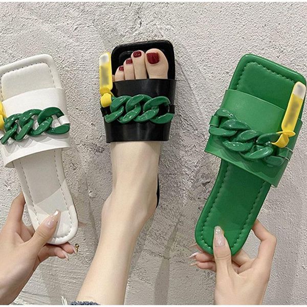 slippers woman flat chain square toe candy color ladies sandals fashion casual lightweight comfort female slides 2021 summer, Black
slippers woman flat chain square toe candy color ladies sandals fashion casual lightweight comfort female slides 2021 summer, Black