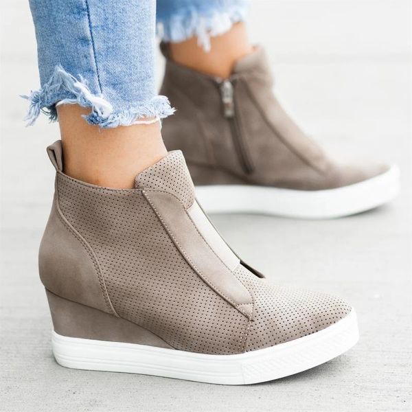 sandals women shoes shigh ankle round toe casual high slope head 20%, Black