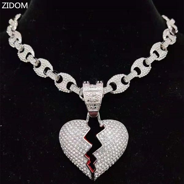 pendant necklaces men women hip hop iced out bling heart necklace with 12mm coffee bean shape chain hiphop fashion jewelry gifts, Silver
pendant necklaces men women hip hop iced out bling heart necklace with 12mm coffee bean shape chain hiphop fashion jewelry gifts, Silver