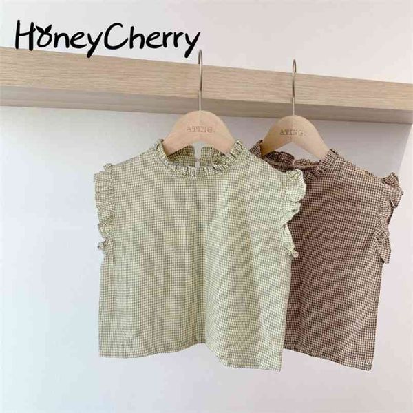 children's summer plaid sleeveless lace shirt girls blouse and blouses baby girl clothes 210702, White;black
children's summer plaid sleeveless lace shirt girls blouse and blouses baby girl clothes 210702, White;black