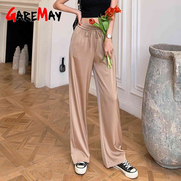 summer pants for women wide leg casual loose plus size long ankle-length trousers high waist khaki silk satin 210428, Black;white
summer pants for women wide leg casual loose plus size long ankle-length trousers high waist khaki silk satin 210428, Black;white